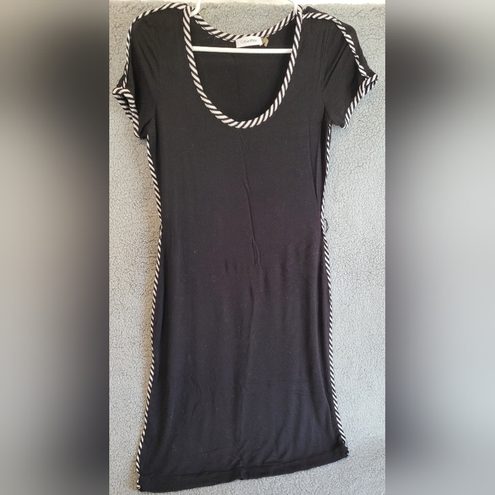 Calvin Klein Black Dress with Stripes Size 4